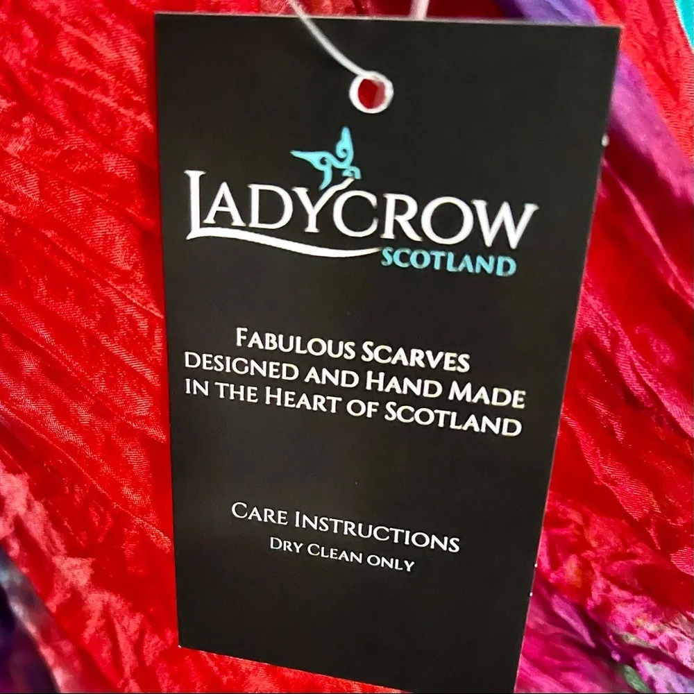 Ladycrow 100% silk scarf in bright bold colors!; NWT! - Picture 5 of 10